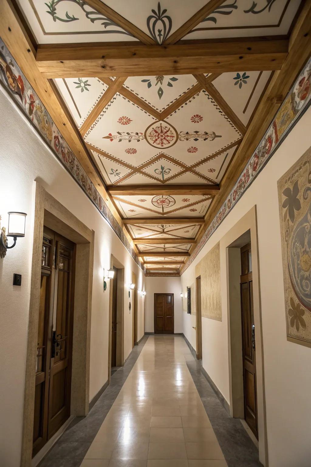 Ceiling designs can add an unexpected element to your hallway.