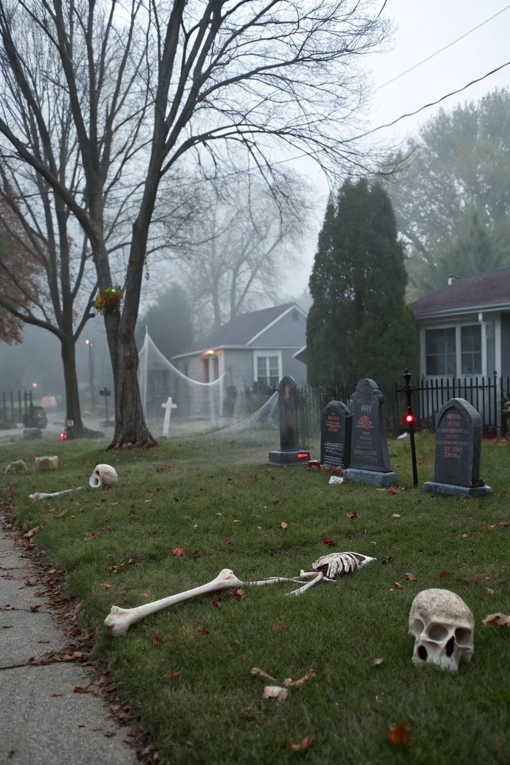 Scattered bones add a touch of the macabre to your graveyard.