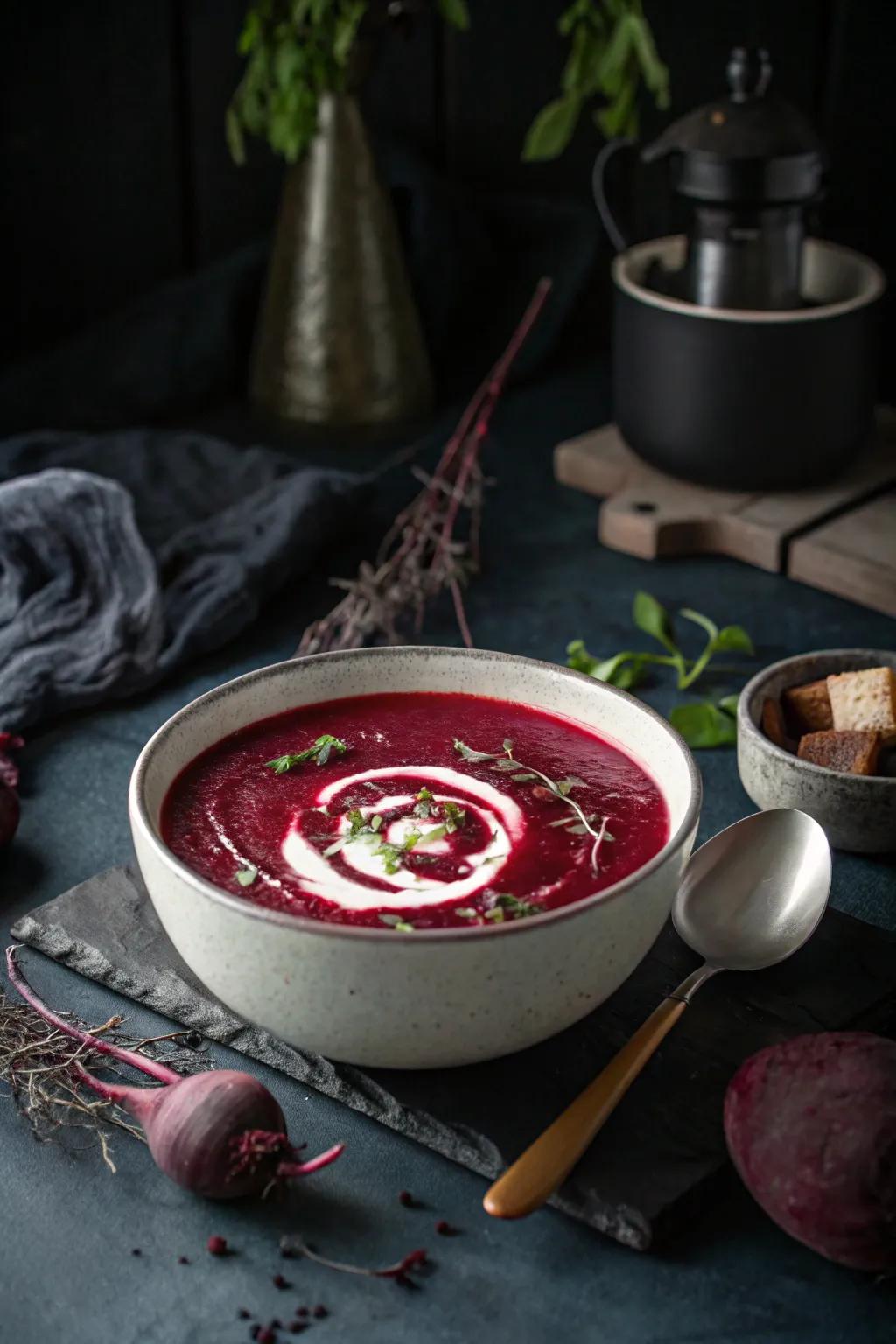 Crimson beet liquid that includes a chilling effect to your meal.