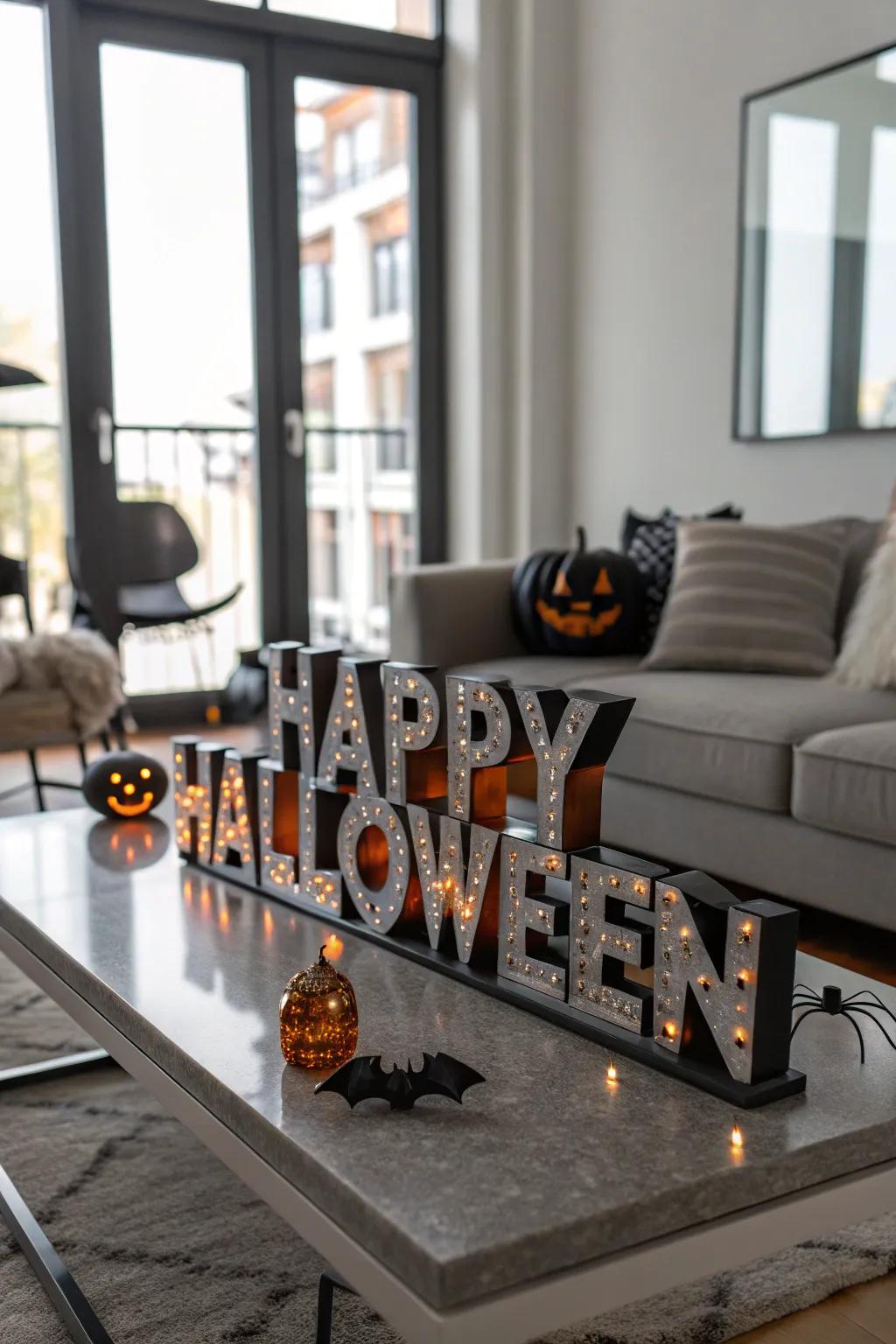 Metallic sheens bestowing a contemporary edge to Halloween decorations.