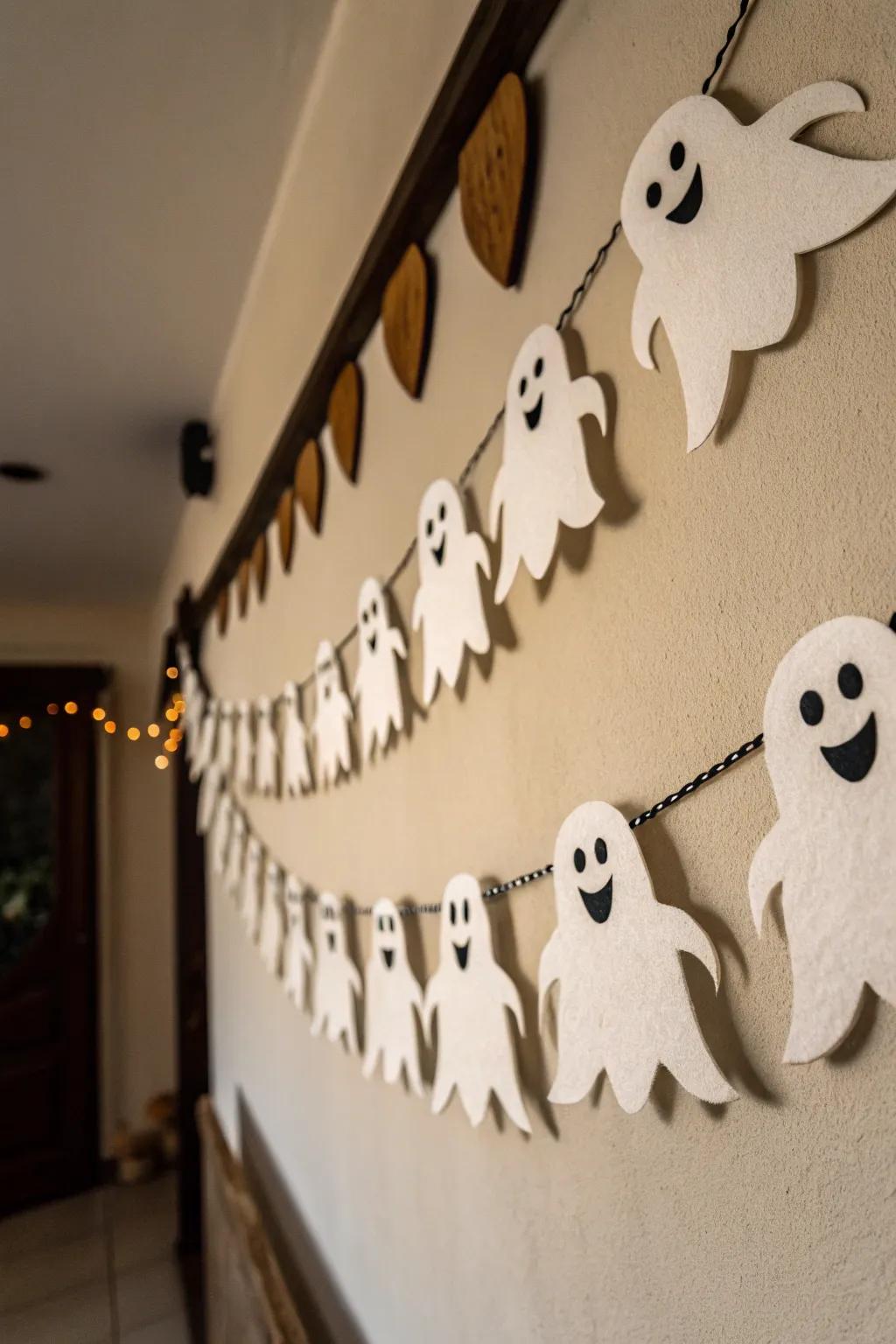 Ghostlike garlands bring playful spookiness to your decor.