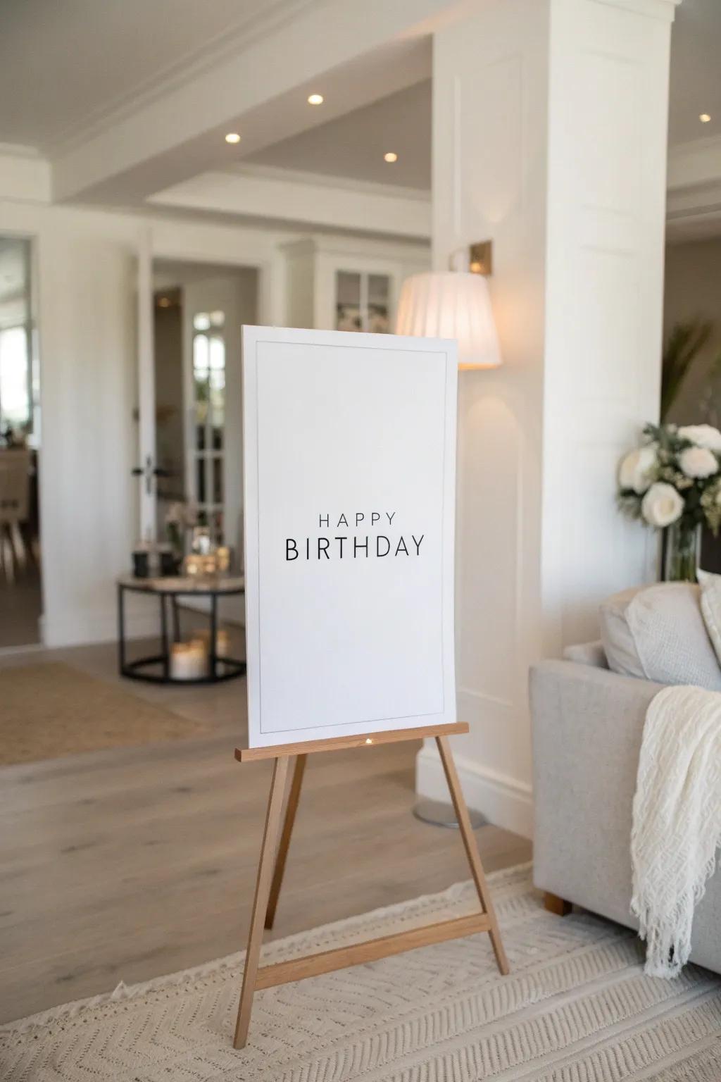 Minimalist designs offer elegant simplicity for birthday displays.