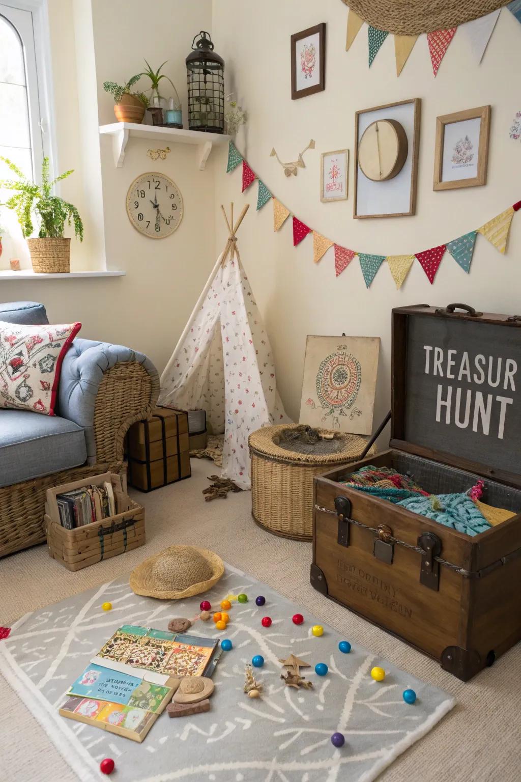 An adventurous expedition setup that intensifies the celebration's excitement.