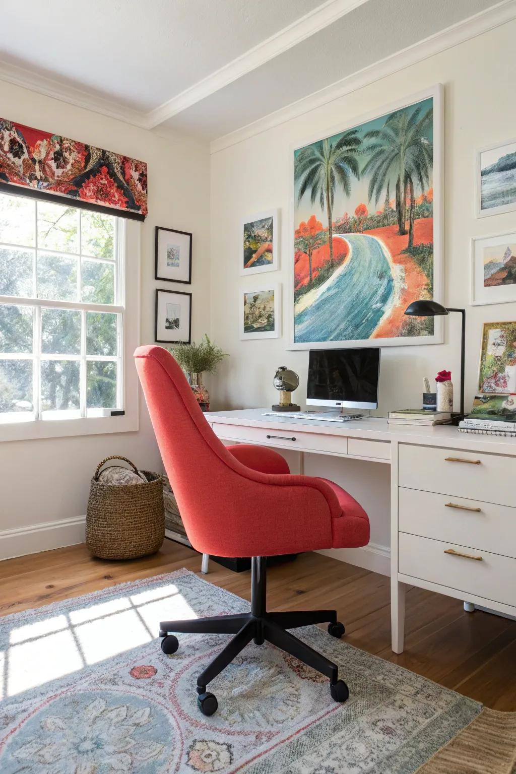 A statement piece that draws the eye in a home office.
