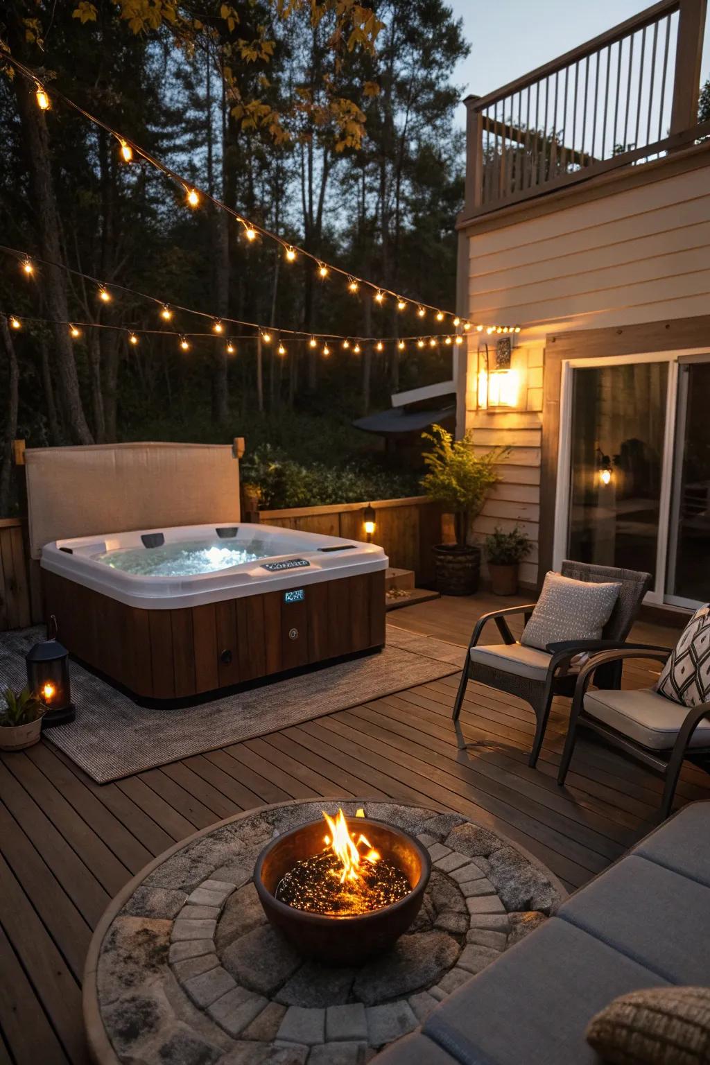 Fireside elements add warmth and a striking vibe to your deck.