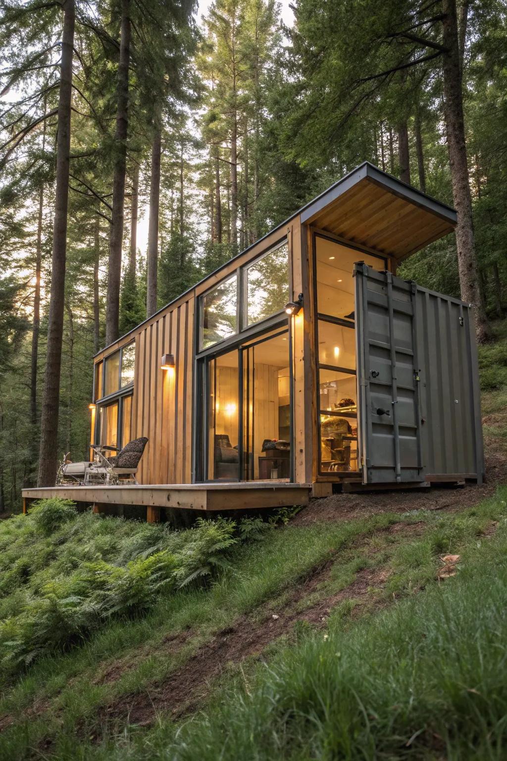 A distinctive getaway crafted from a transport crate.