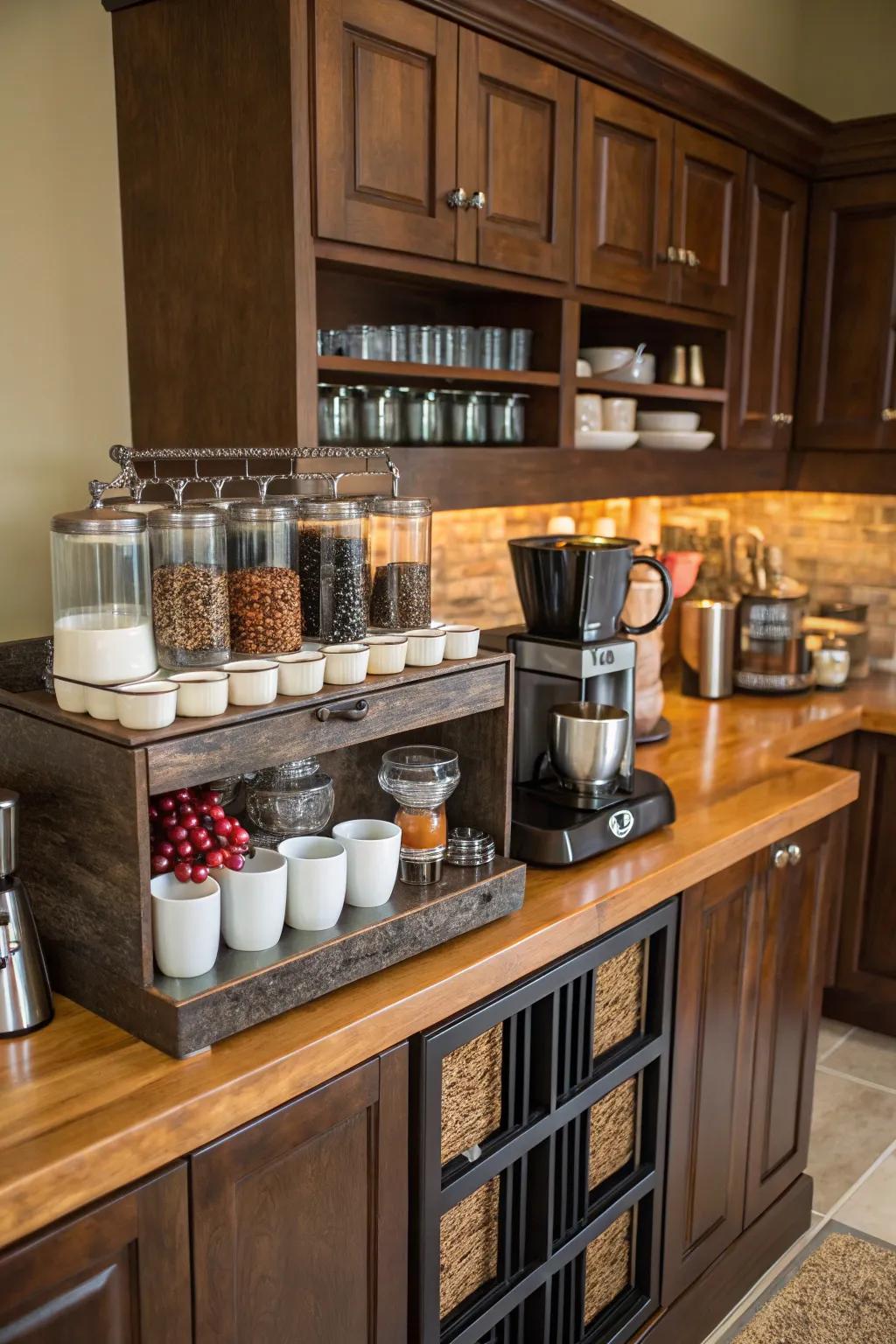 A comforting caffeine corner to keep housewarming guests energized