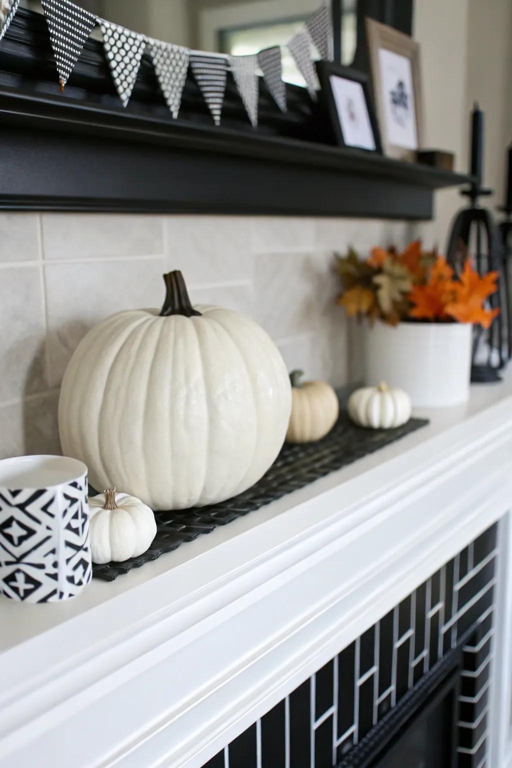 A monochromatic pumpkin that adds modern simplicity.