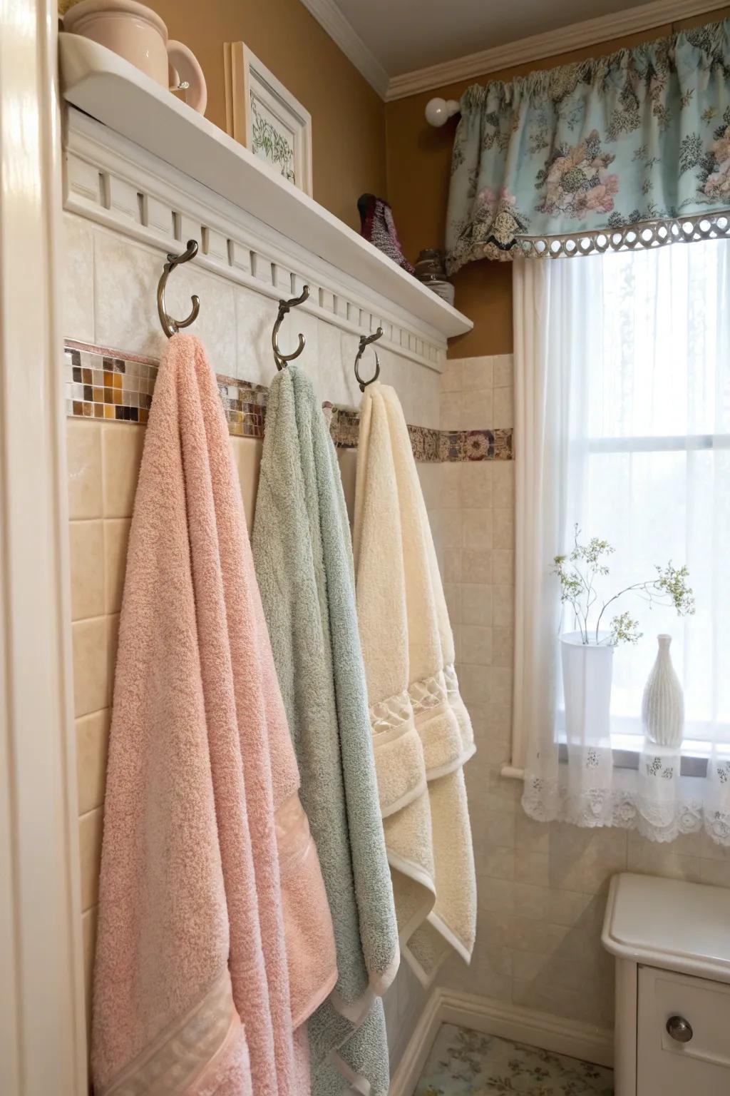 A towel nook brings character and purpose to otherwise unused areas.