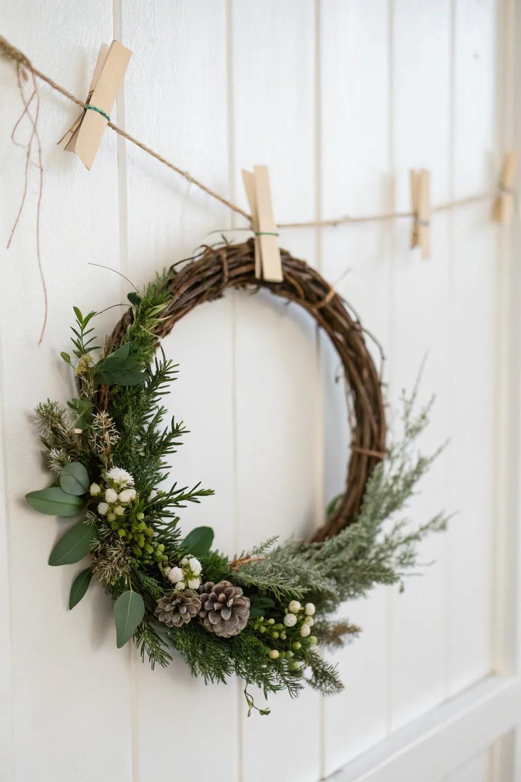 Affix your wreath utilizing thumbtacks for an unobtrusive placement method.