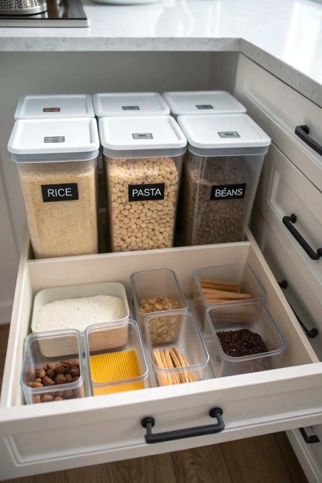 A mini pantry drawer keeps essentials right at your fingertips.