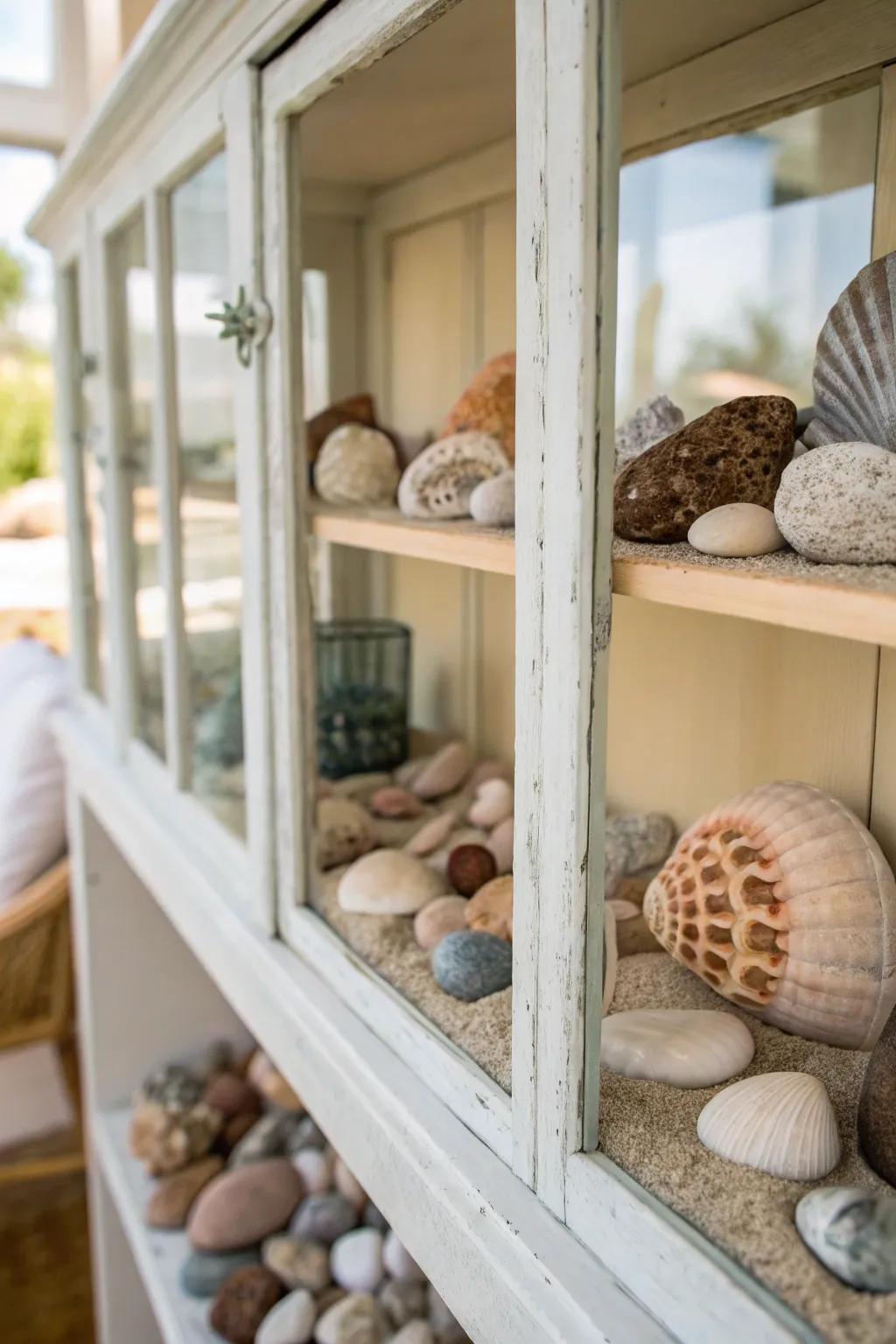 Earthy elements add an organic touch to this hutch.