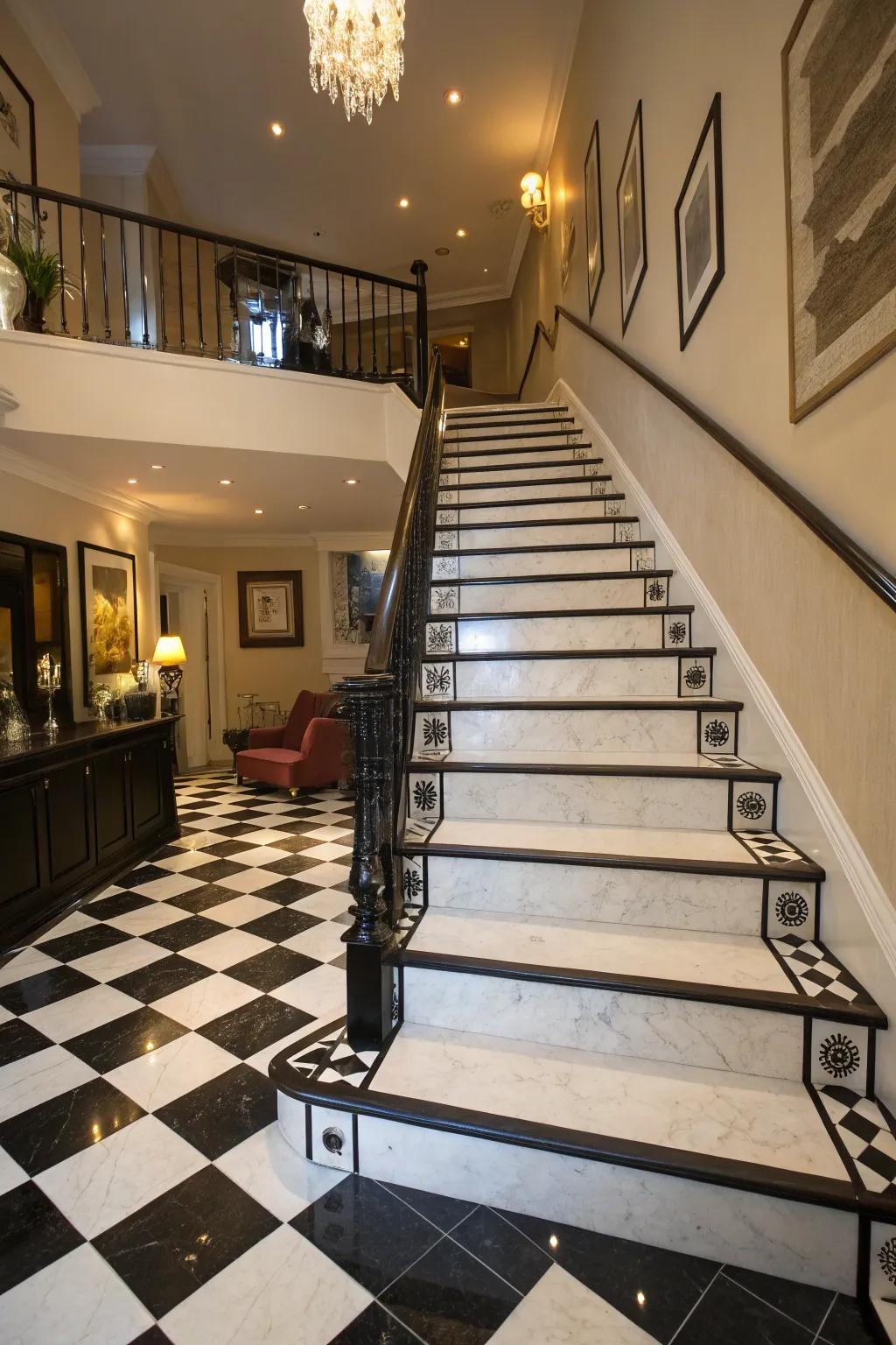 Produce a striking effect via monochrome stairs.