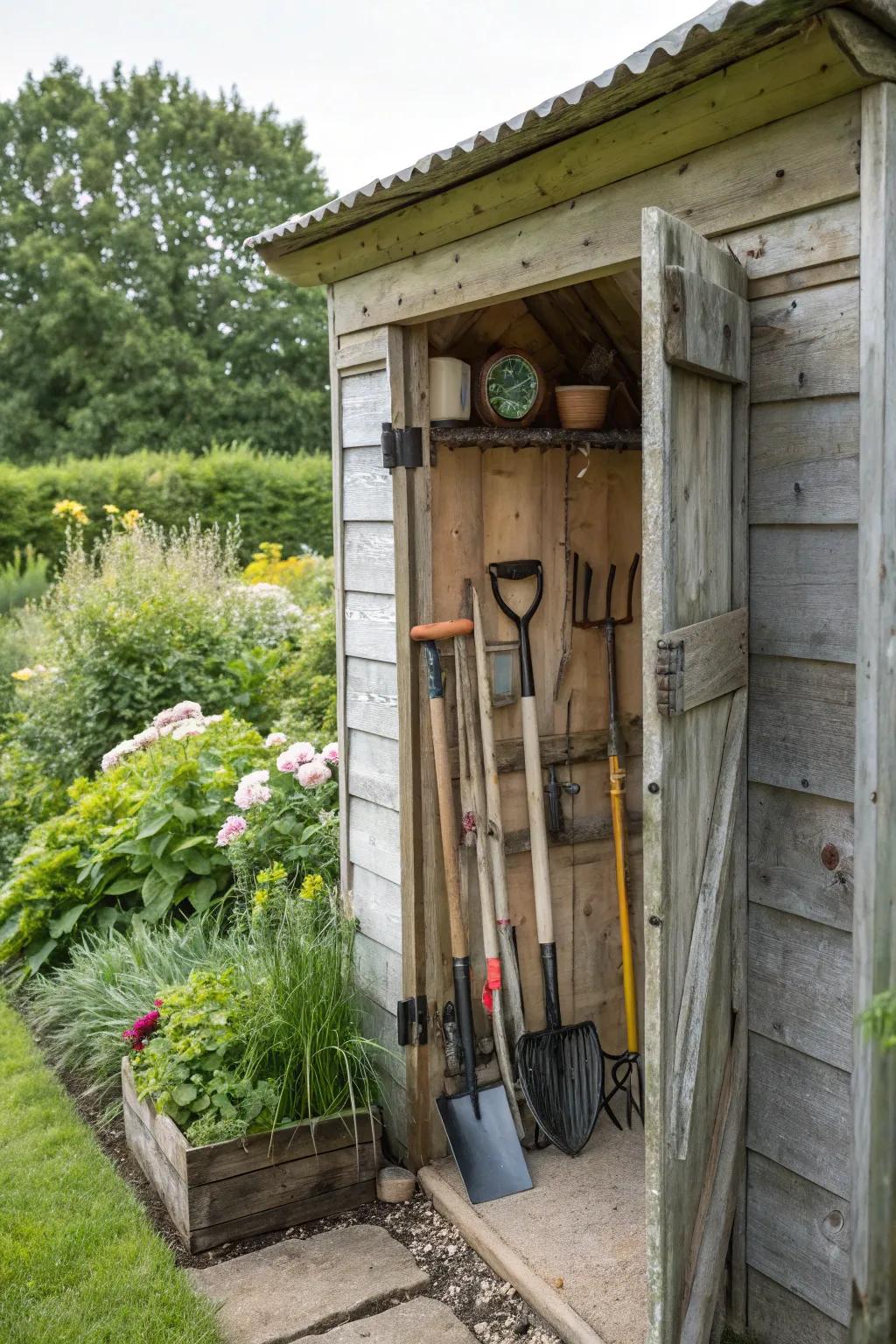 A recessed tool holder transforms unused space into structured storage.