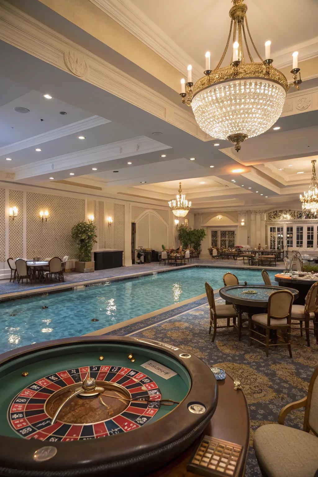 Experience the thrill of a casino night with stylish and sophisticated décor.