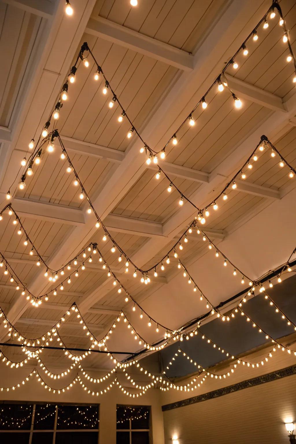 With a dynamic zig-zag pattern of decorative mini-lights, add a playful touch.