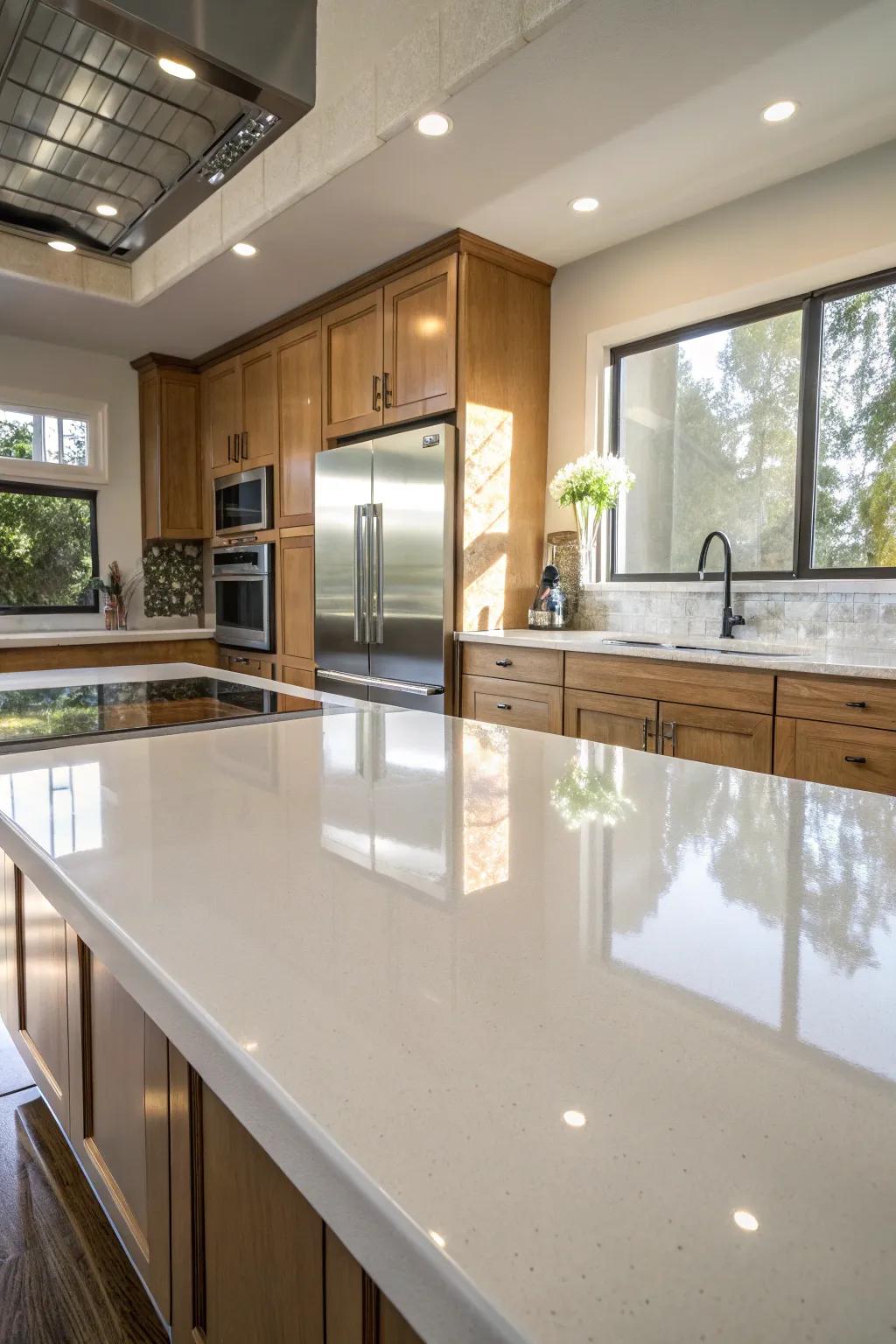 Epoxy coatings offer a glossy and durable countertop finish.