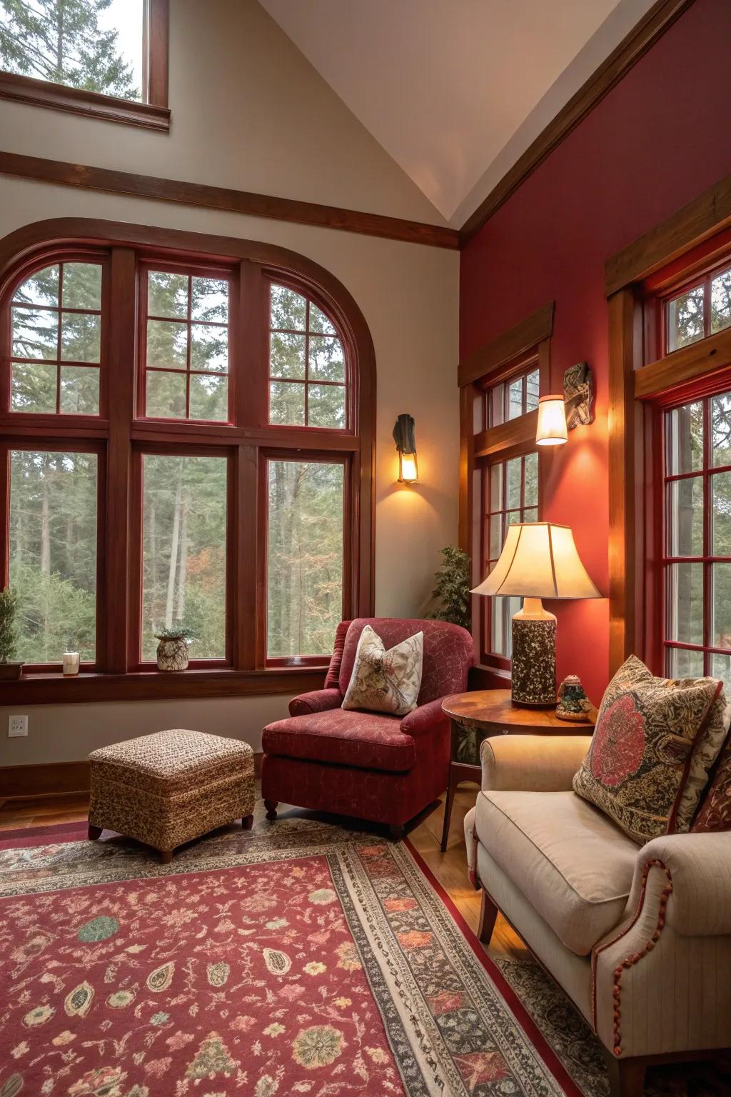 Intense red frames add warmth and coziness to your location.