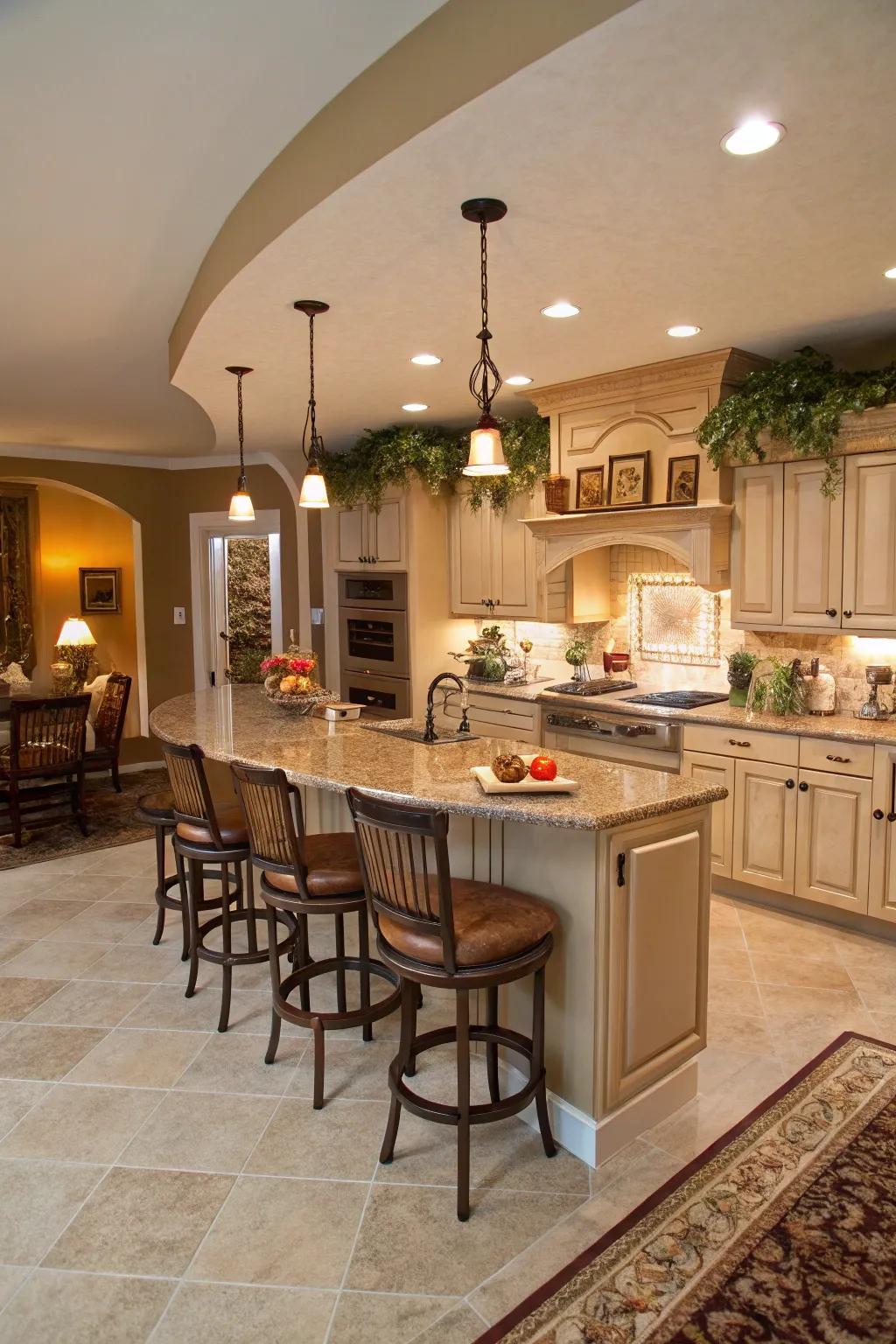 A G-shaped peninsula, offering a cozy and functional kitchen area.