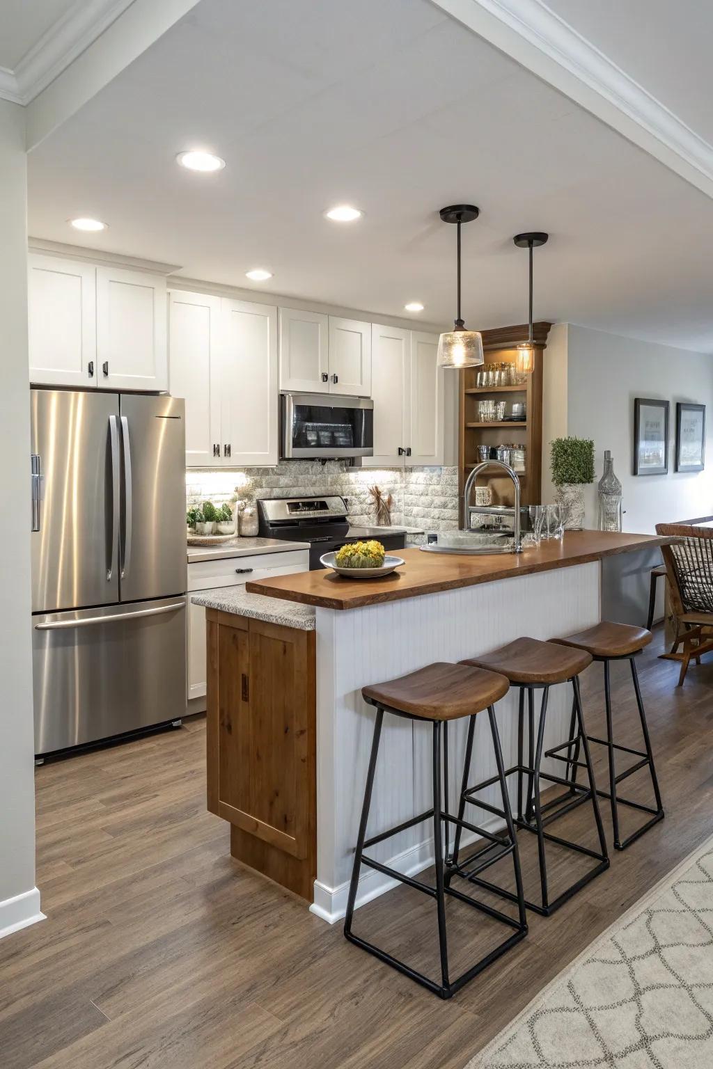 A peninsula that provides a practical and stylish solution for limited space.