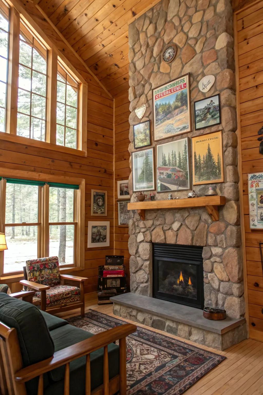 Wall art bringing personal style and interest to the cabin.