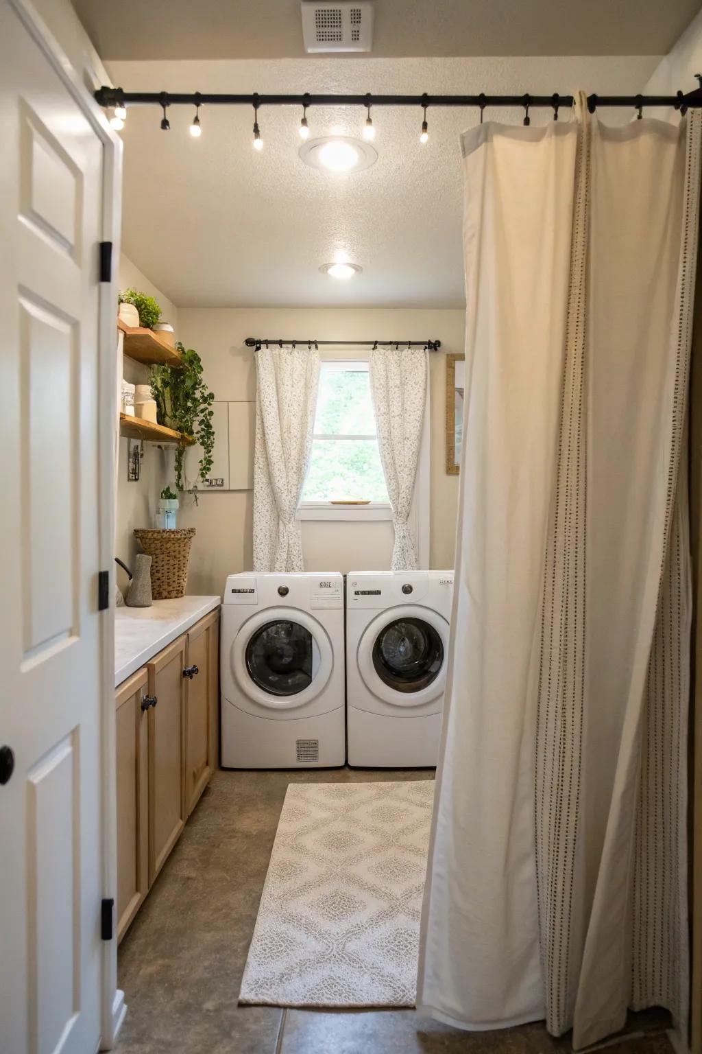 Tie-fastener cloths tender a straightforward and inviting touch to your washing space.