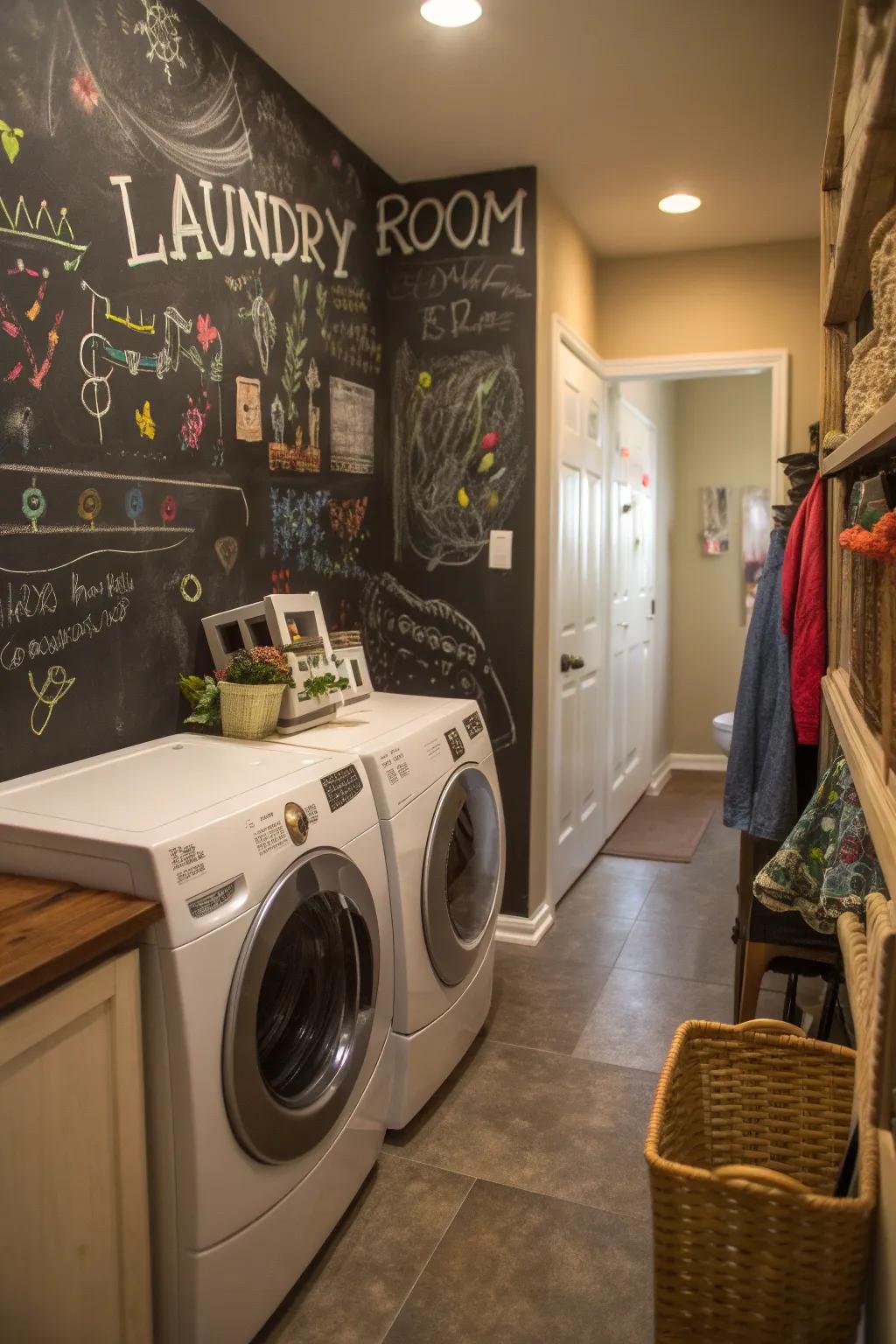 A writing surface adds utility and charm to the laundry space.
