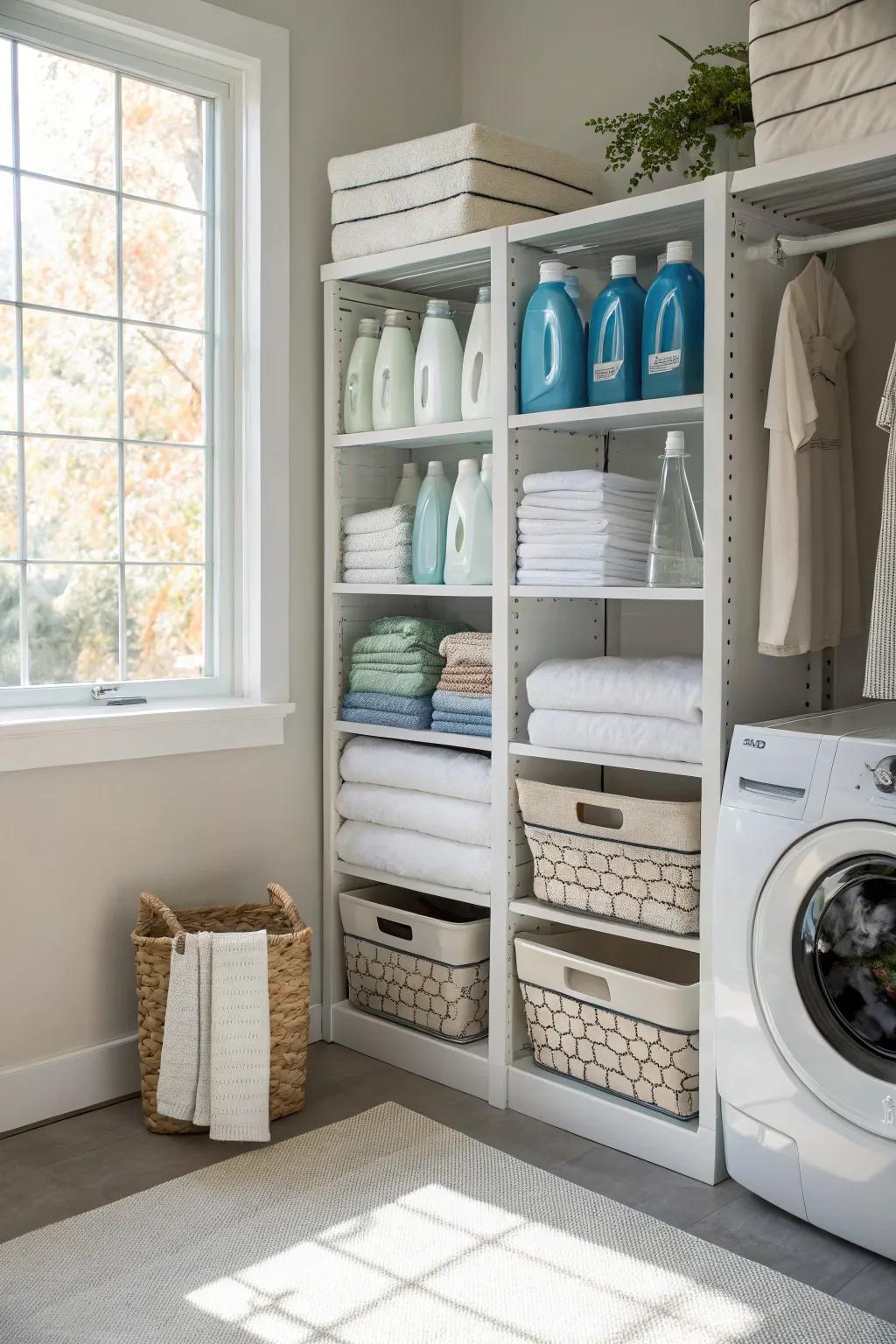 With clever shelving, make the most of vertical space.