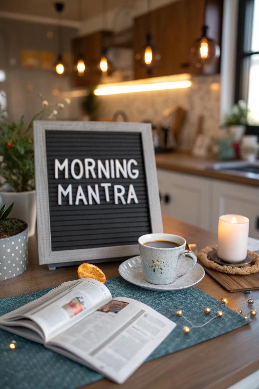Start your day right with a motivating mantra on your board.
