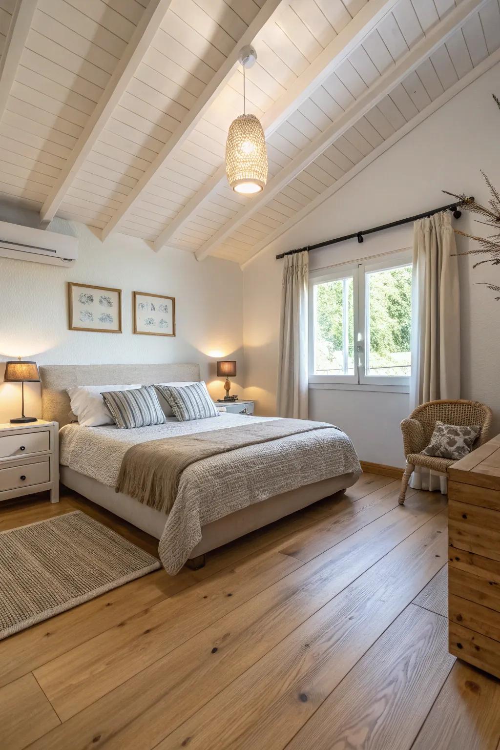 Low-profile furnishings maintain an airy vibe featuring bright timber flooring.