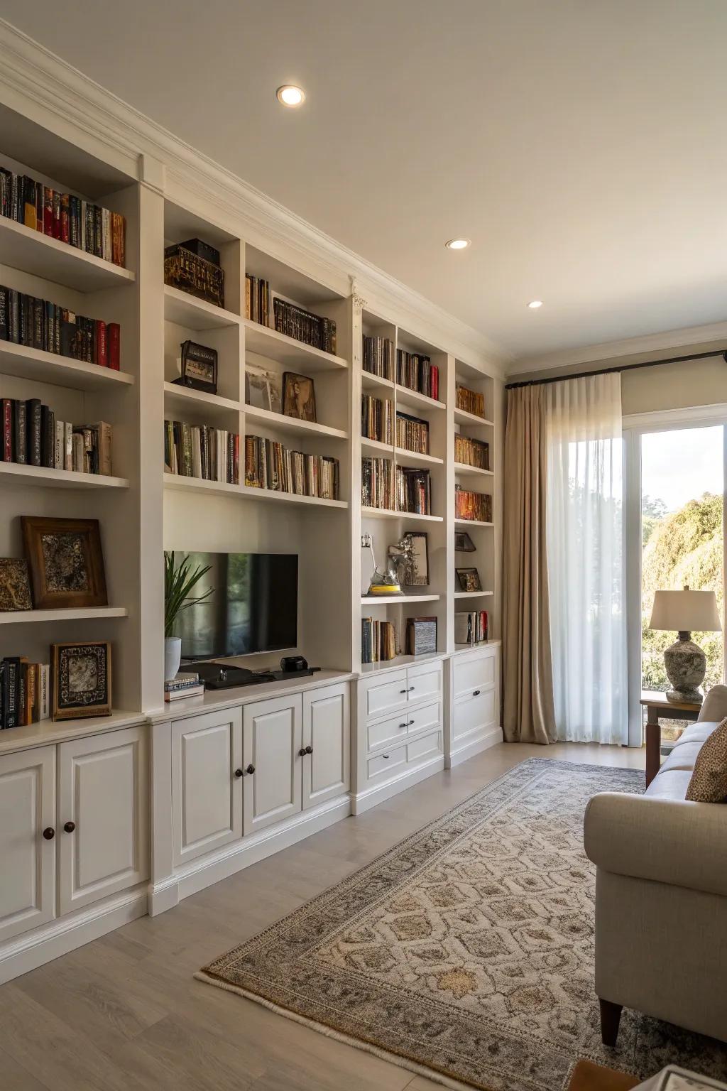 Vertical elements elevate the room's design.