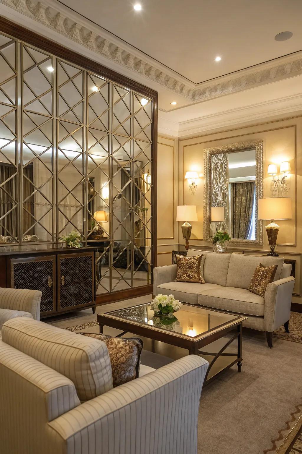 Mirror panels add light and space to your room.