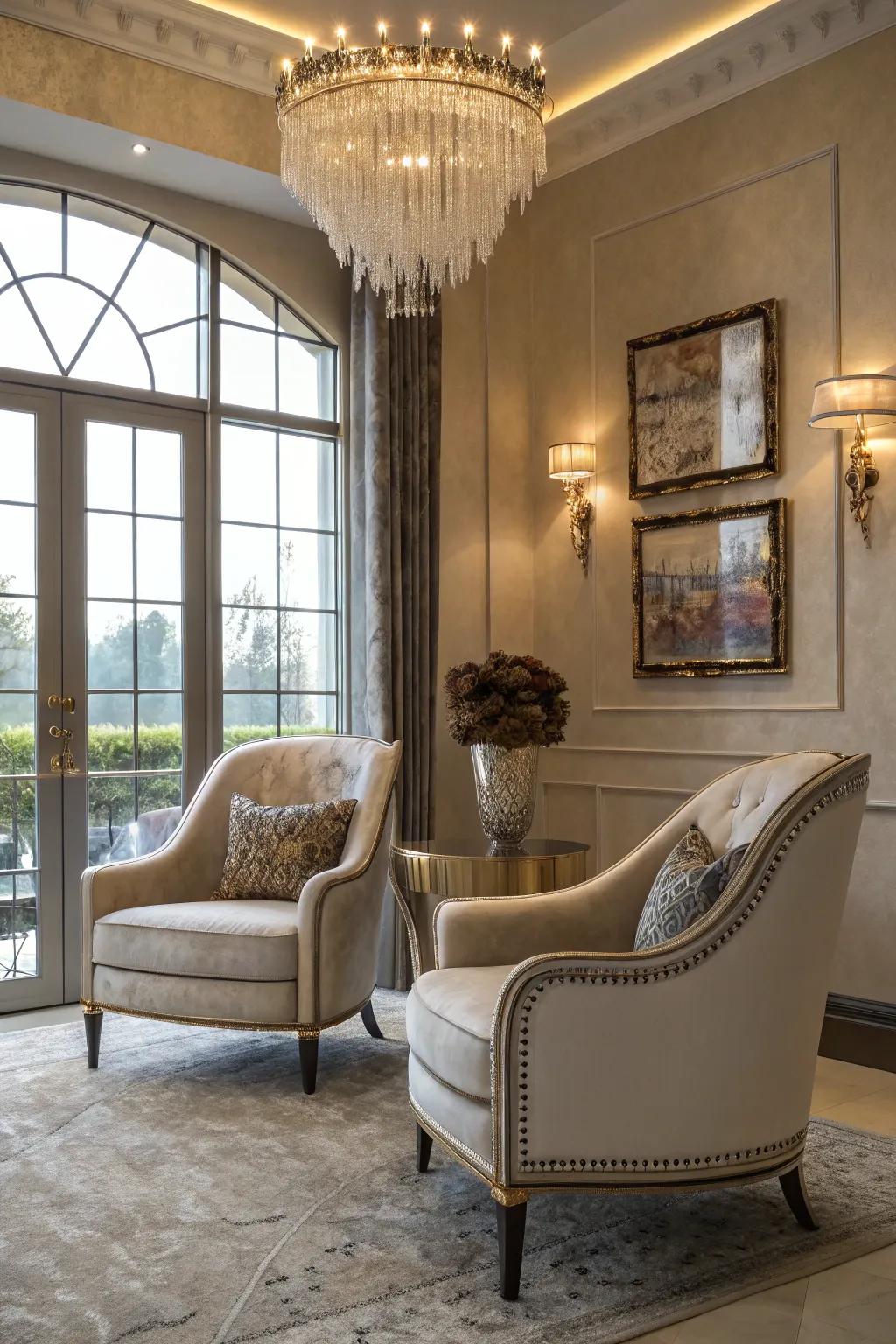 Metallic highlights infuse a trace of grandeur.