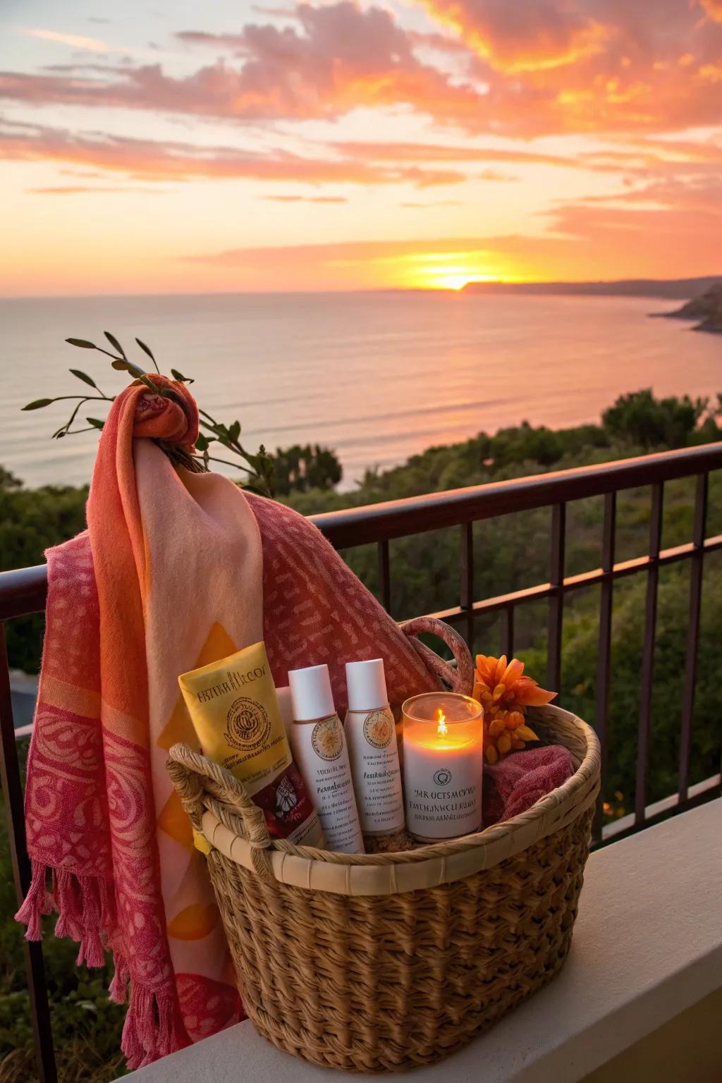Evening Glow Basket: A vibrant and uplifting spa experience.