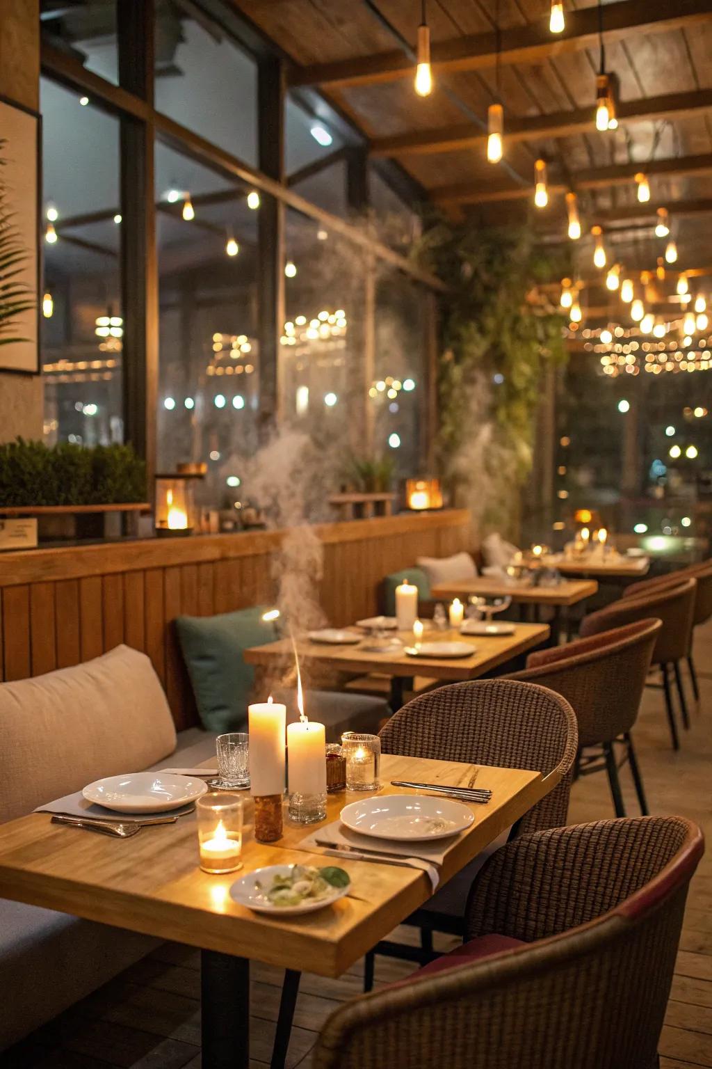 Subtle scents elevate the dining ambiance.