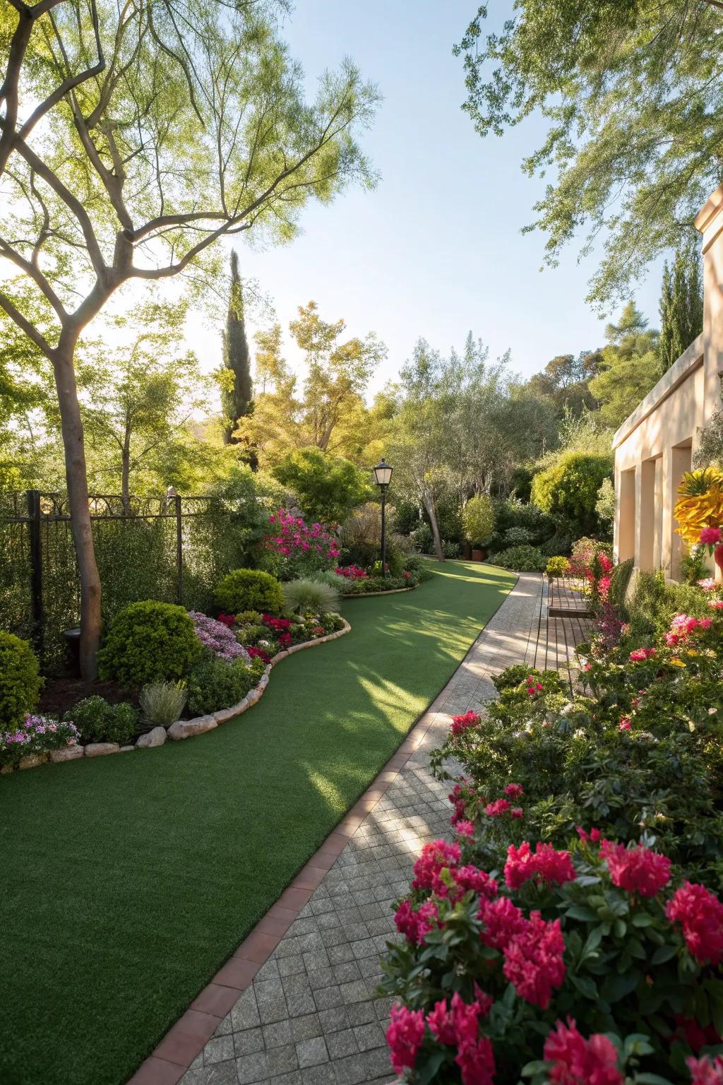 Synthetic grass that delivers a lush, maintenance-free lawn.