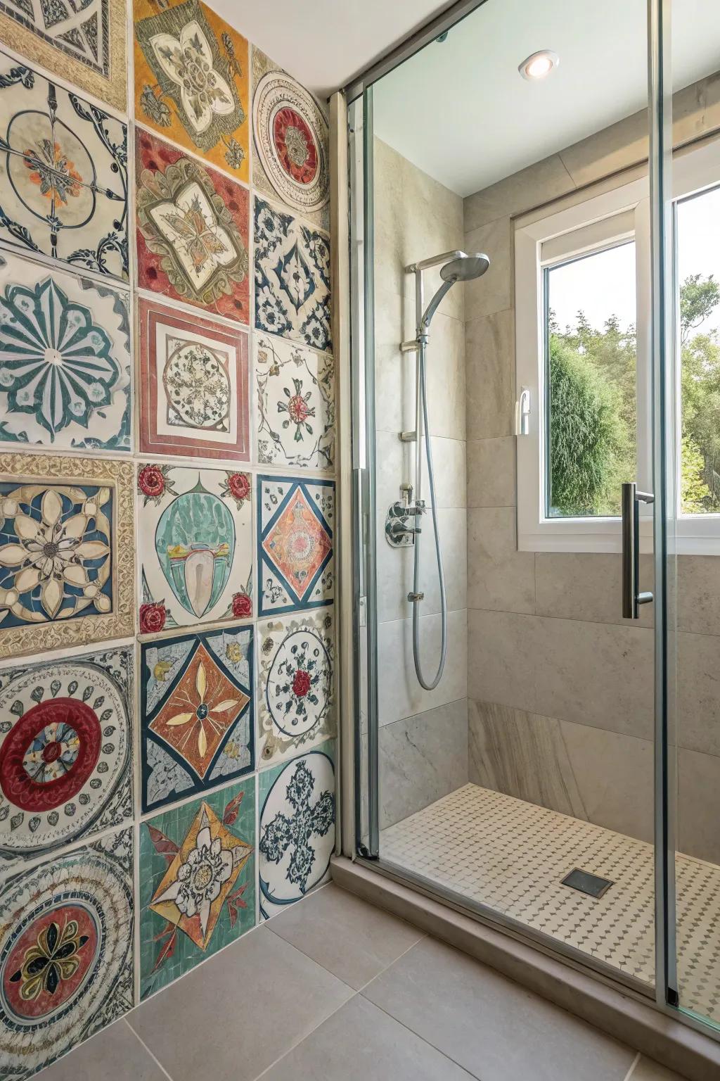 A shower showcasing artisan made tiling for a distinctive, personal touch.