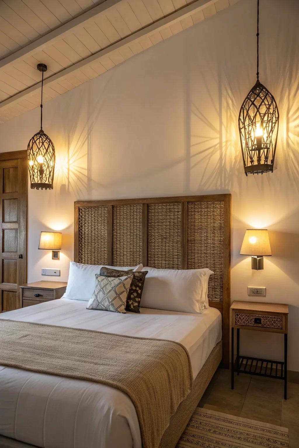Matching fixtures provide balance and symmetry.