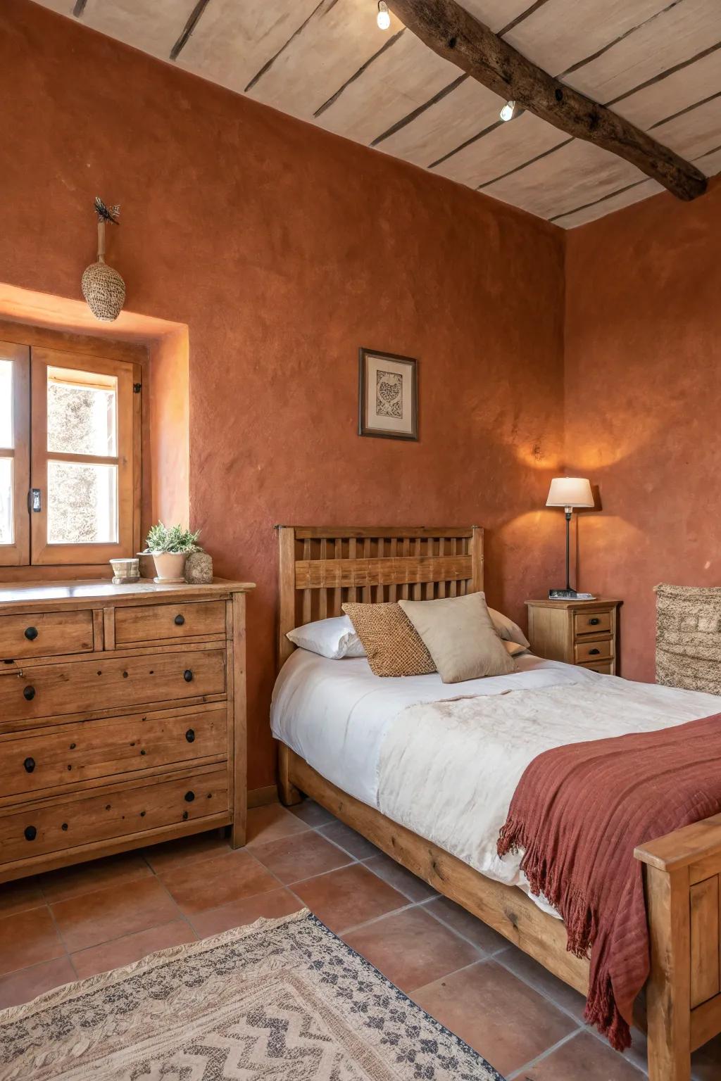 Earth tones and wood create a rustic, cozy charm.