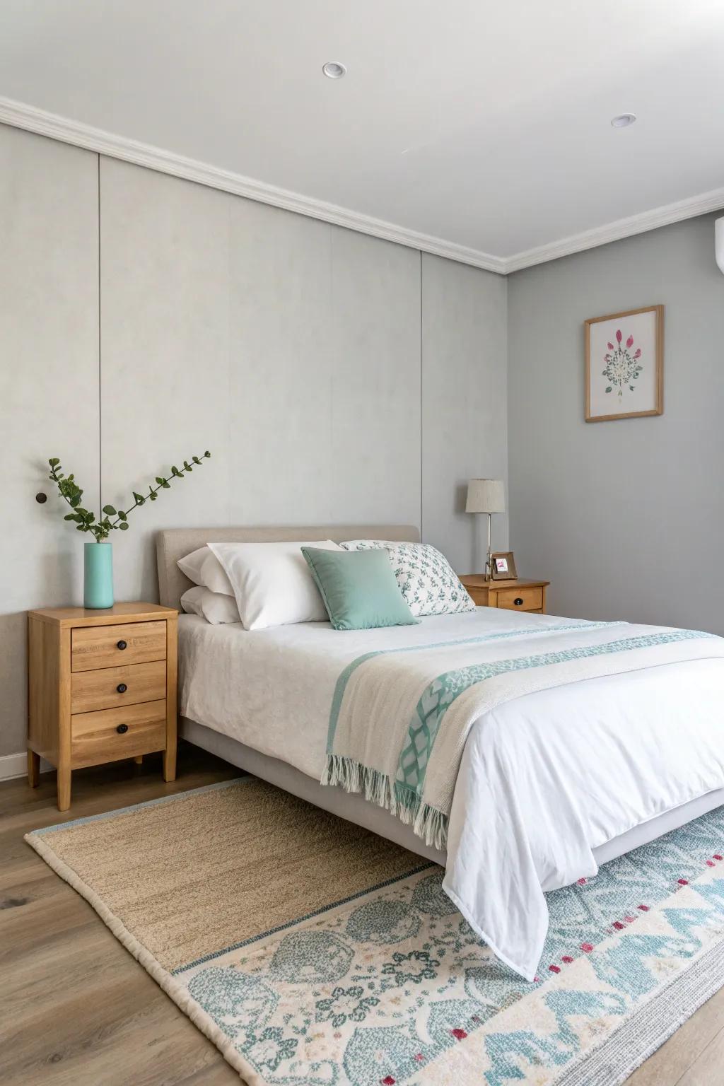 Accent colors add a touch of personality to the gentle palette.