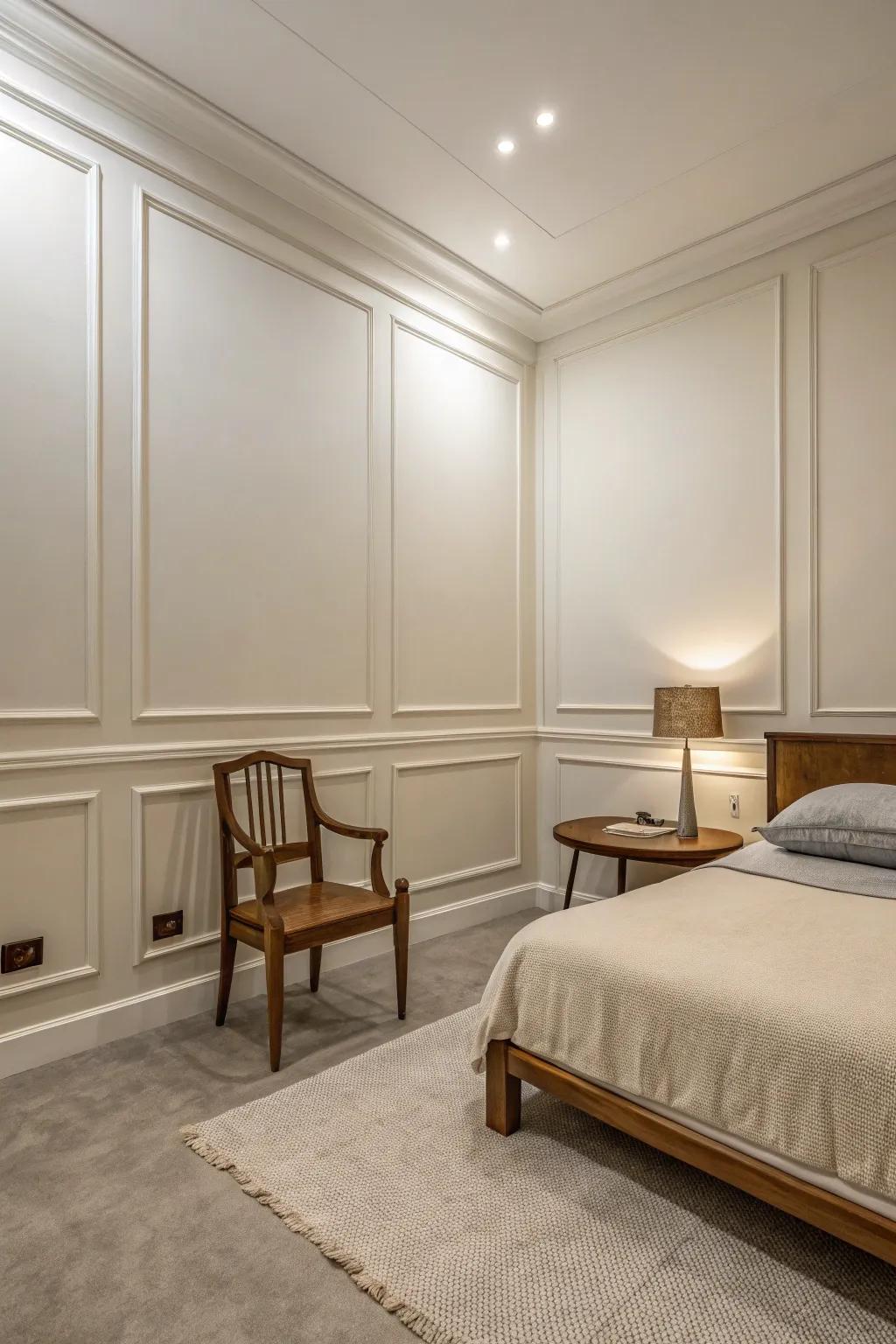 Indented baseboards embodying minimalist allure.