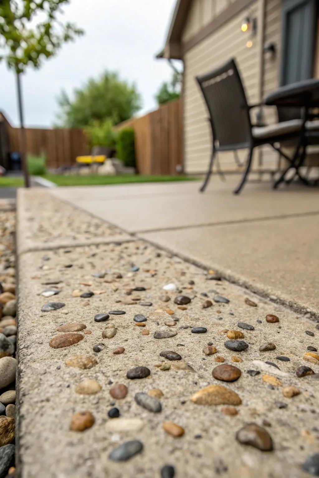 Textured top layers show off the pebbles.