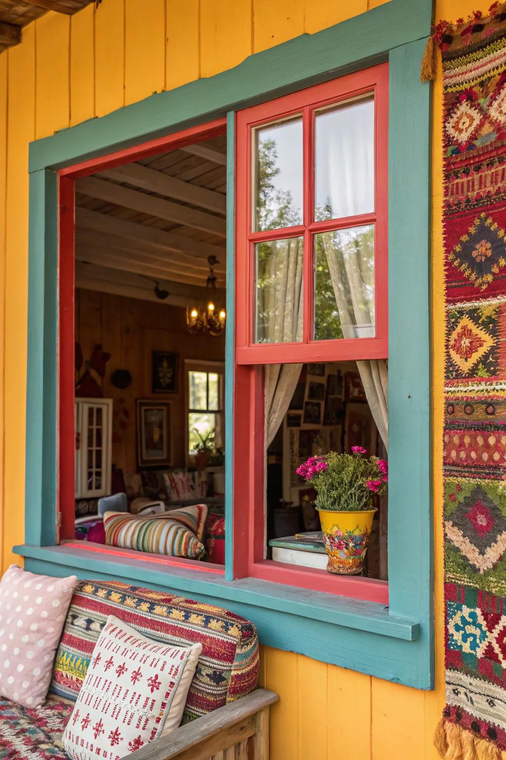 Bold colors make a statement with window trim.