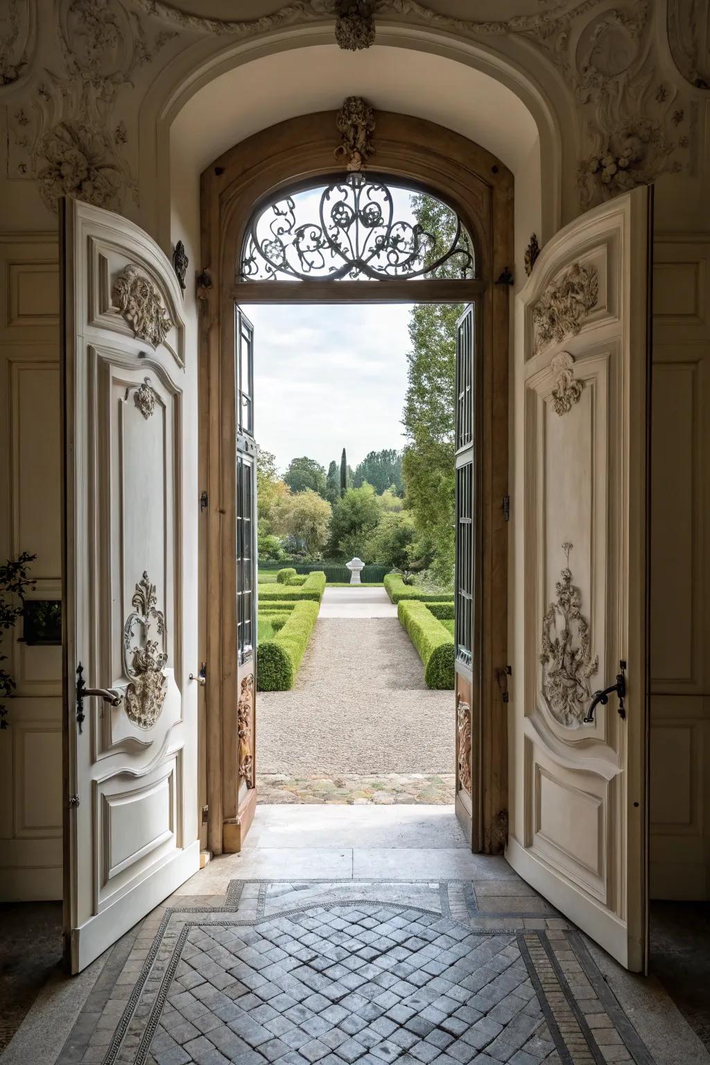 Dual doors create a grand and impactful entrance.