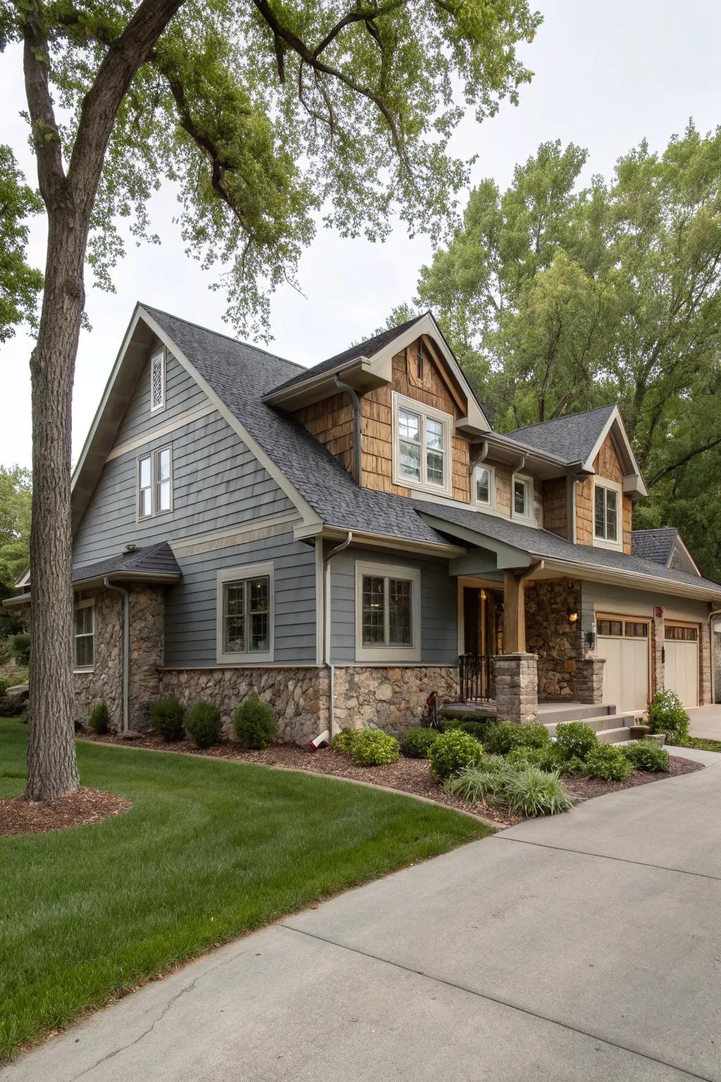 Grey and earthy rock for a rugged yet elegant charm.