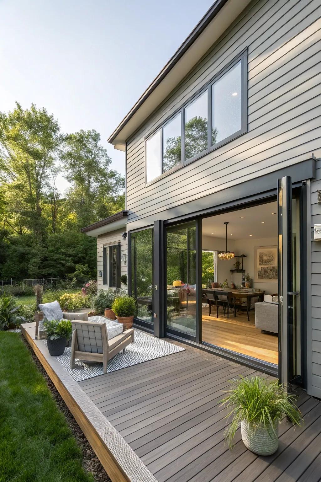 Mixing indoor and outdoor areas creates unity and flow.