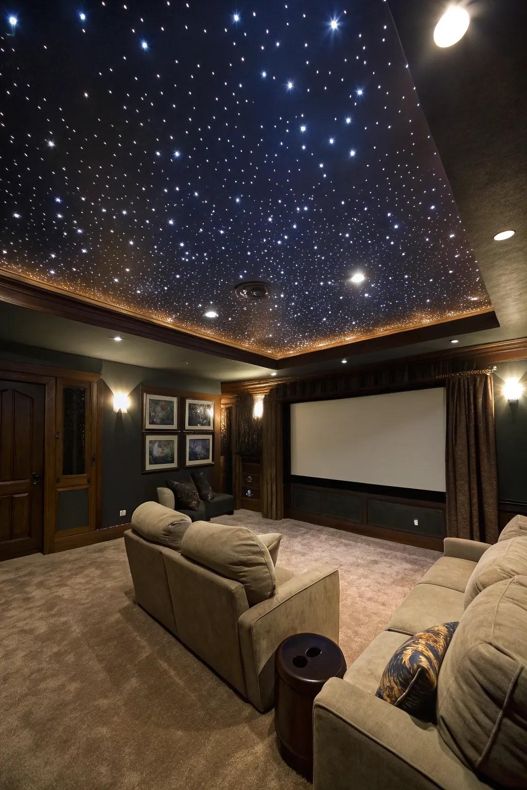 With an artificial star ceiling, add a hint of enchantment to your film room.