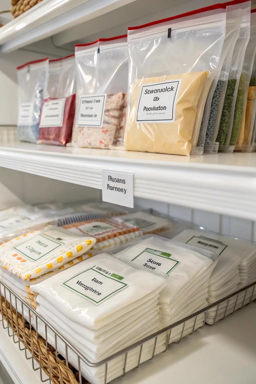 Seasonal napkin storage thanks to airtight bags that ensure freshness and save space.