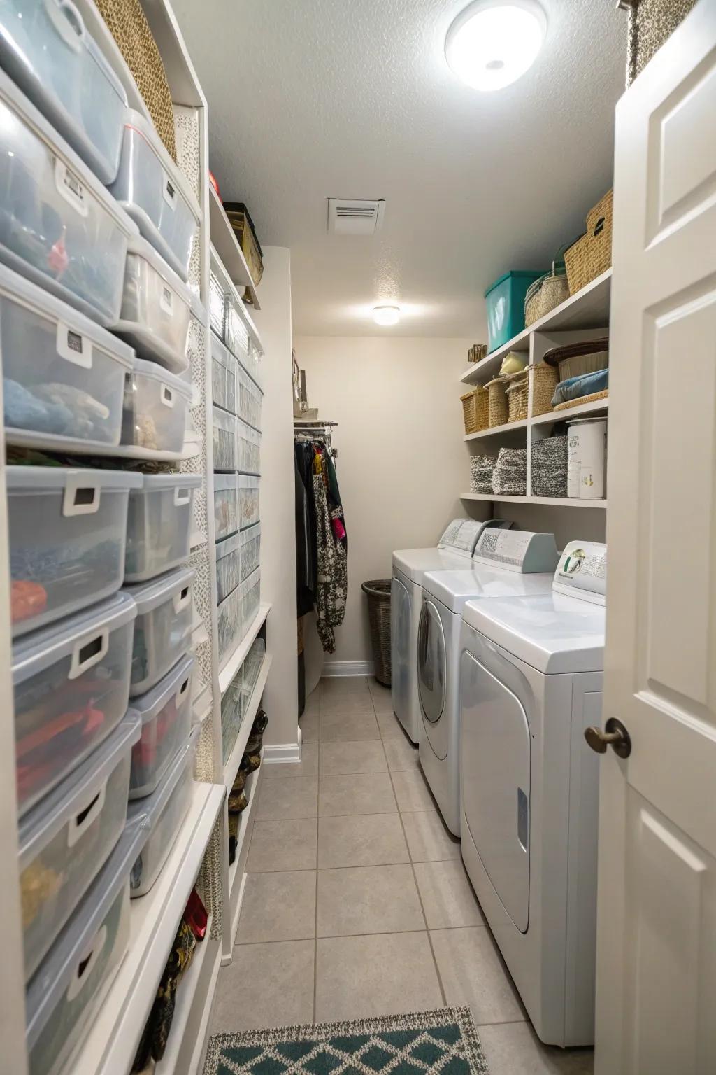 Clear containers keep your supplies both organized and fashionably on display.
