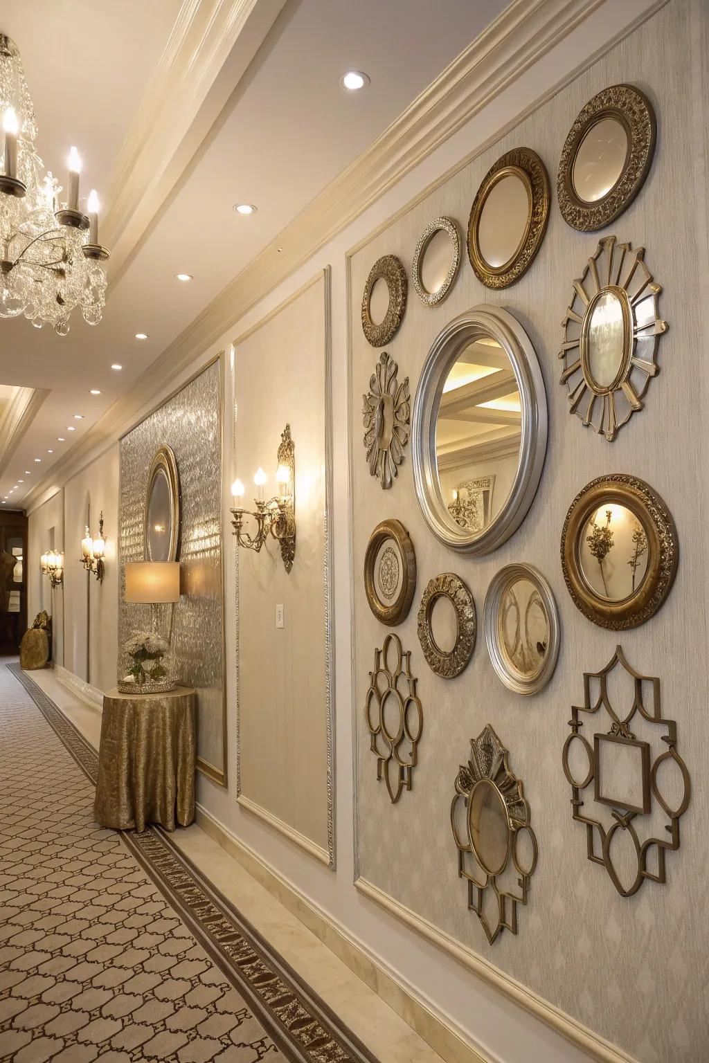 Reflective surfaces introduce both light and luxury.